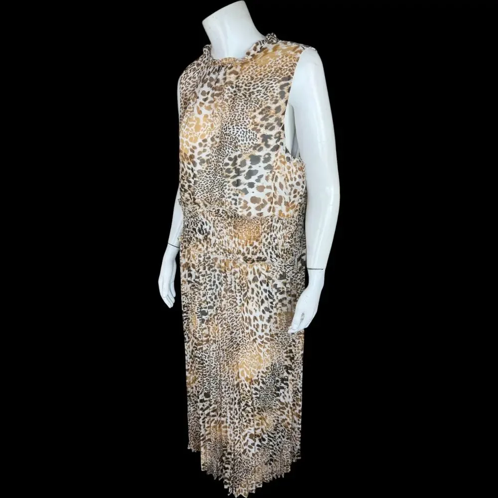 ANTTHONY Originals 1X Leopard Print Chiffon Dress Lined RN83299 Pullover‎ Style